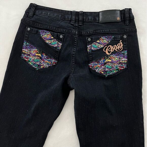 Coogi Vintage Y2K Embroidered Pocket Straight Leg Black Jeans, Sz 9/10 (US 29) - Picture 1 of 13